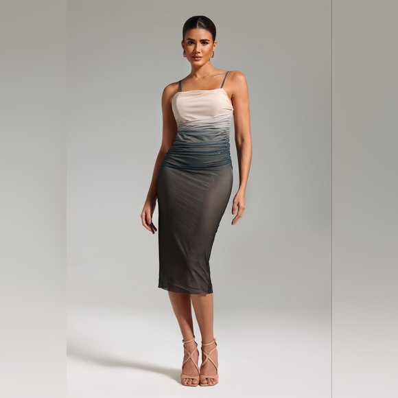 Zara Corset Style Ombre Dress S NWT Adjustable Straps Mesh Double Lined Maxi - Picture 17 of 17